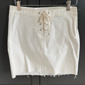 J. Crew White Denim Lace-Up Mini Skirt • 26